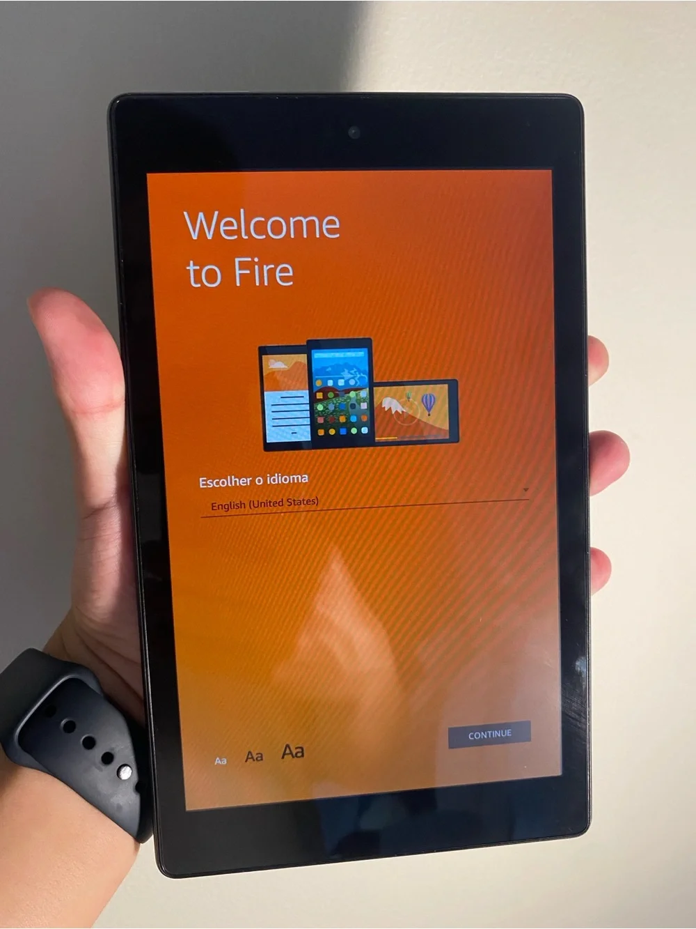 Amazon Tablet with Vivid Orange Display and Black Bezel